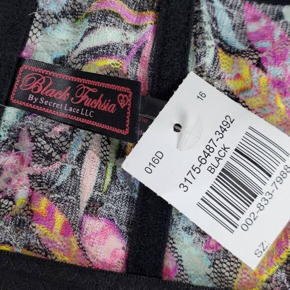 Black Fuchsia Floral Underwire Bra Black Pink Size 36B - Picture 3 of 10